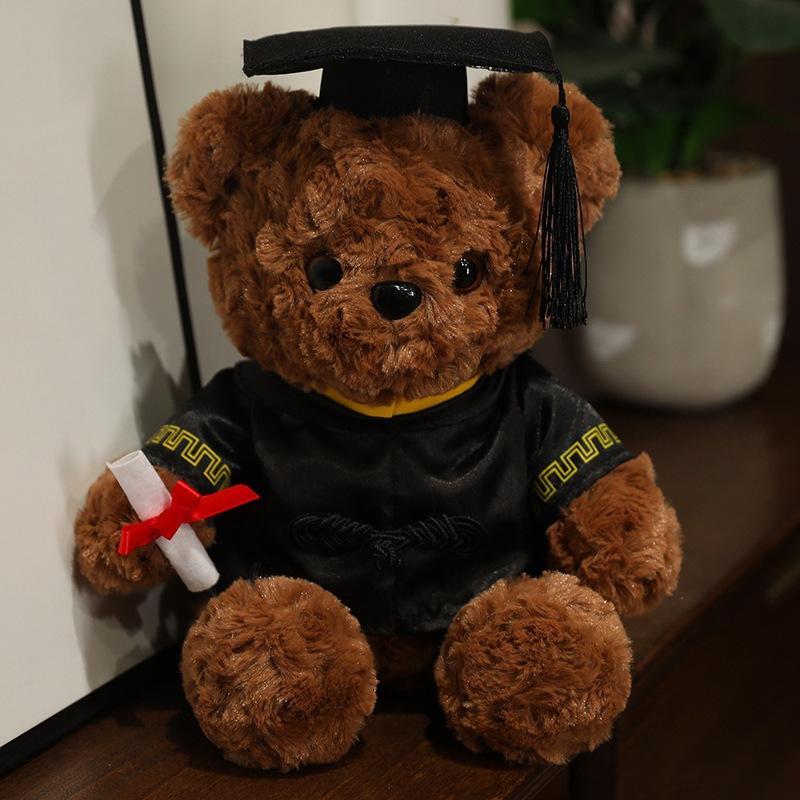 

Cute bachelor s uniform teddy bear doll plush toy doctor bear child comfort rag doll student graduation gift 25cm темно-коричневого