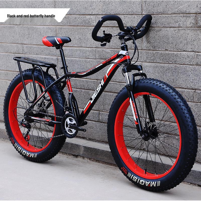 Men's Off-Road Fat Tire Snow & Mountain Bike - Variable Speed, Shock Absorbing, Wide Tires for Beach and Trail