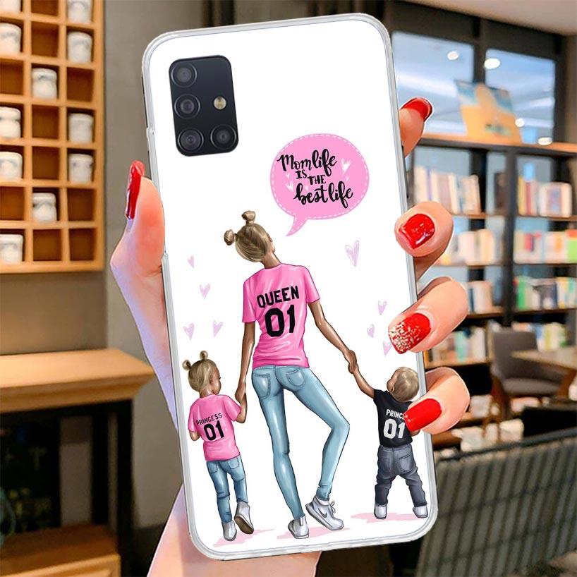 Mom Baby Girls Cover Phone Case For Samsung Galaxy A12 A22 A32 A52 A72 A02S Phone Case Note 20 Ultra 10 S10 Plus A51 A71 A50S A2