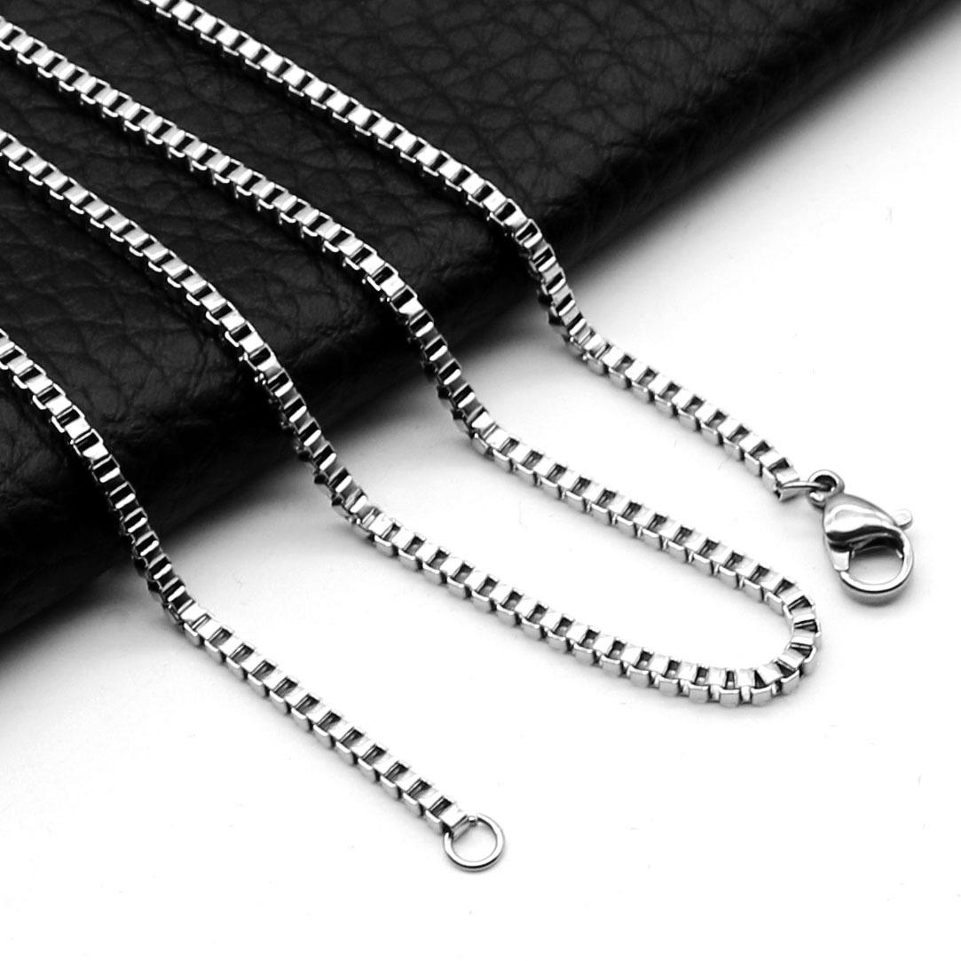 

10 pieces width 1.5mm/2mm/2.4mm/3mm stainless steel box chain necklace DIY men s and women s jewelry making 1.5mm chain width&45cm