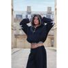 Plus Size Loose Fit Hooded Sweatshirt Women Star Print Casual Long Sleeve Hoodie