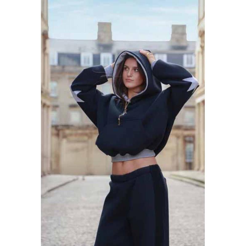 Plus Size Loose Fit Hooded Sweatshirt Women Star Print Casual Long Sleeve Hoodie