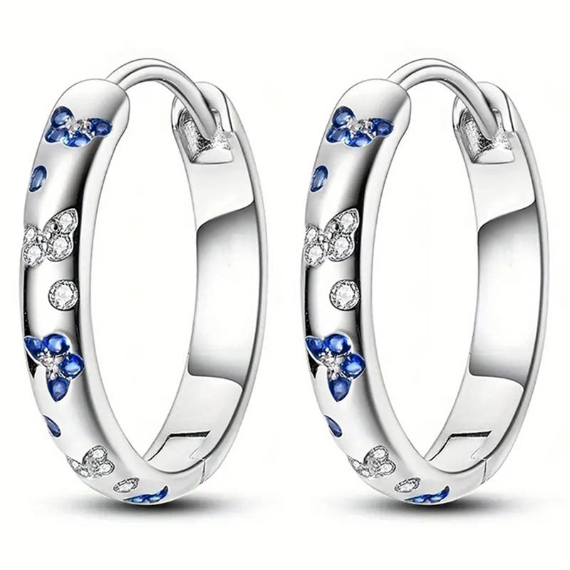 

Нежные цветные серьги-кольца Huitan для женщин, яркие белые/голубые циркониевые украшения, изысканные аксессуары в форме бабочки