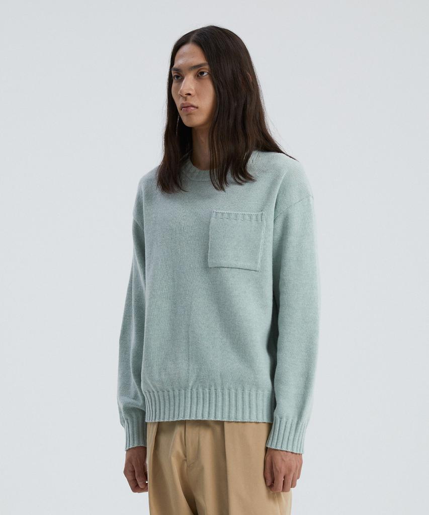 KNITTED Cashmere Wool Pocket Round Knit Mint