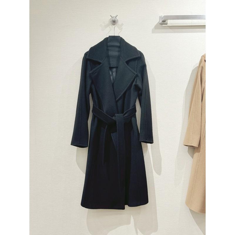 Manuela Water Ripple Wool Blend Coat Slim Fit Mid-Length Notched Lapel Tie Belt Classic Camel Womens Blazer