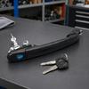 Black Exterior Vehicle Door Handle Assembly with Bolt-On Installation, Engineering-Plastic Construction and Integrated Lock Component 6N0837207