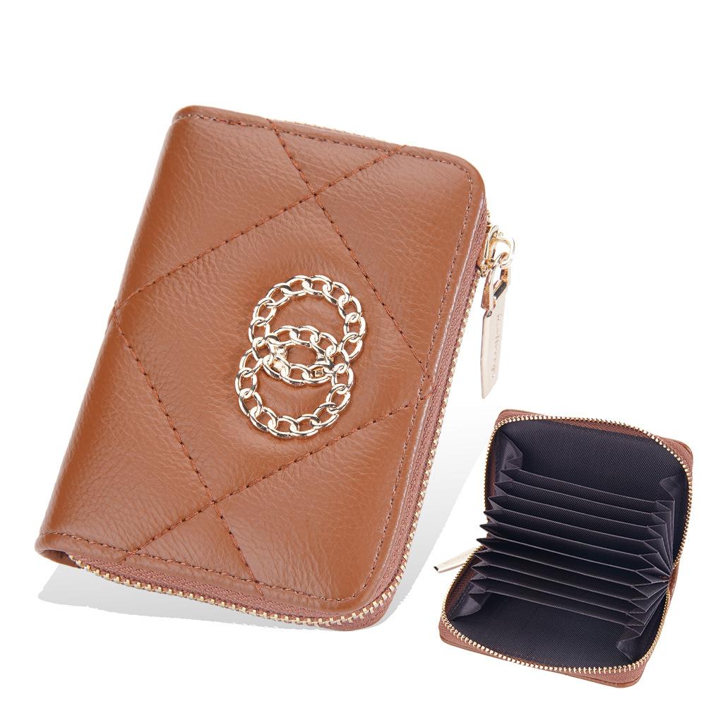 Baellerry Women's Short Purse Pu Leather Card Holder Multiple Card Slots Wallet Zipper Coin Purse Fashion Quilted Card Protector