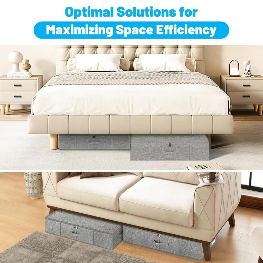 2pcs Under Bed Storage Box 10cm High Ultra-thin Clothes Organizer Dustproof Folding Bedroom Cloth Organizer Blanket Storage Bin
