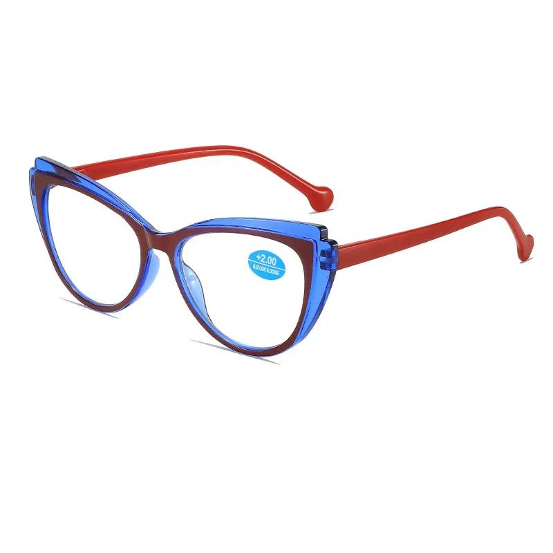 Trend Luxury Far Sight Goggle Cat Eye Frame Blue Light Blocking Reading Eyewear Ultra Light High Definition Presbyopia Glasses