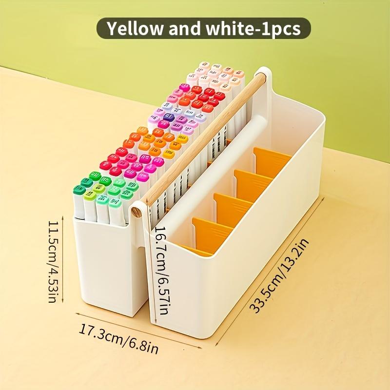 1pc Portable Plastic Pencil Organizer with Multi Compartments Insert Style Desk Storage for Markers, Watercolor Brushes, Office  Art Supplies,