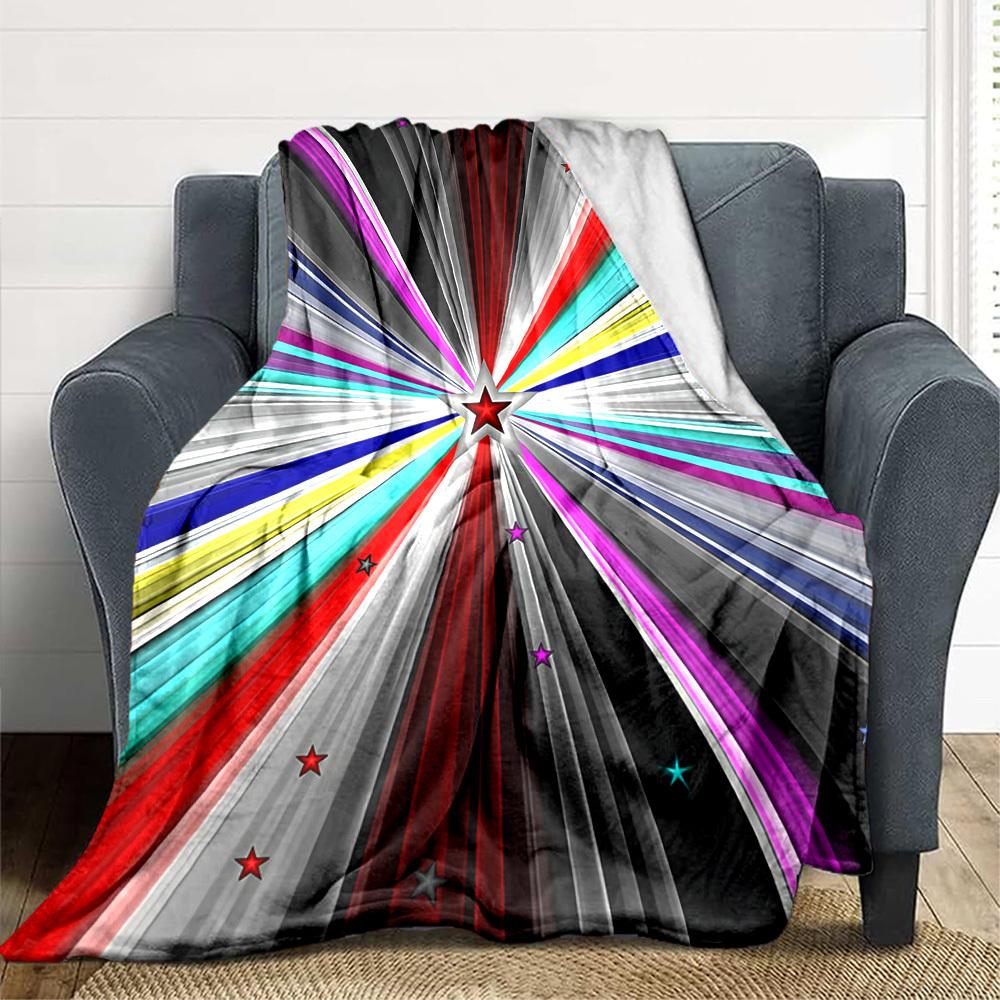 1pc Starburst Spectrum Blanket, Lightweight Flannel Throw Blanket for Sofa, Bed, Travel, Camping, Living Room, Office, Couch, Chair, and Bed