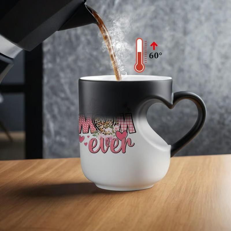 Heart-shaped Color Changing Ceramic Coffee Mug 11oz Heat Creativity Reactive Design Mother's Day Gift for Mom