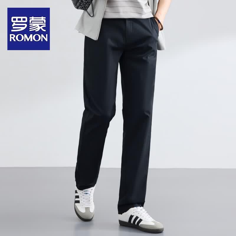 ROMON Men's Slim-Fit Straight-Leg Casual Pants