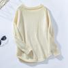 Autumn Winter Vintage Loose Long Sleeve Top Solid Color Cardigan Knitwear O-Neck Sweater