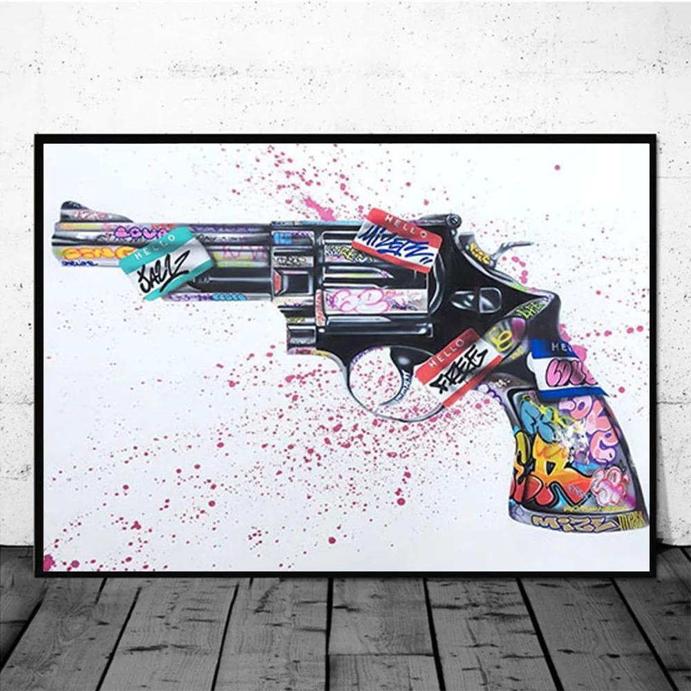 Street Graffiti Abstract Wall Art Poster Sneakers Gestures Love Hearts Lips Pop Mural Modern Home Decor Canvas Pictures Prints