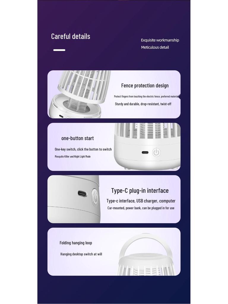 USB Wall-Mountable Night Light & Mosquito Killer Lamp for Bedroom