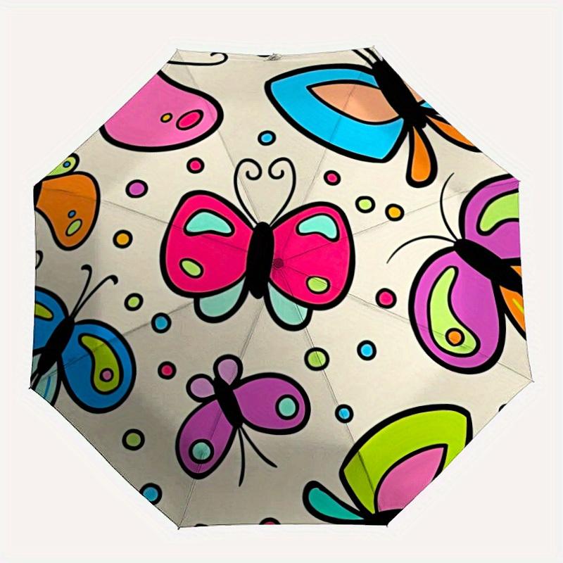 

1pc Butterflies Pattern Automatic Opening/closing Umbrella with Auto Open/Close, Windproof, Foldable Sunshade, Perfect Gift for Friends, Dur