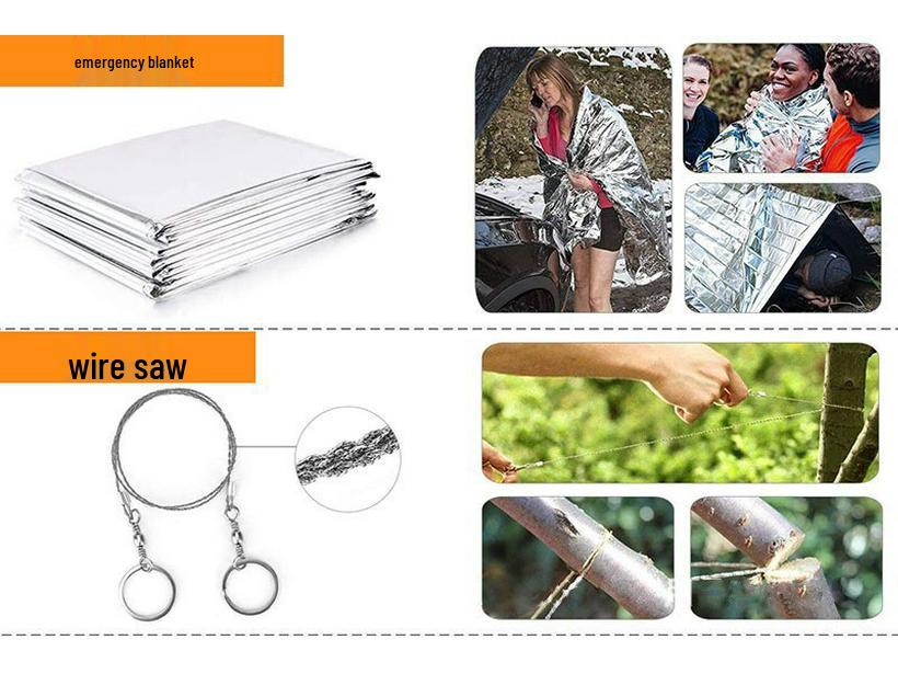 Multifunktionales Camping-Überlebenskit: Outdoor-Ausrüstung, Wildnis-Erste Hilfe, SOS-Notfallvorräte