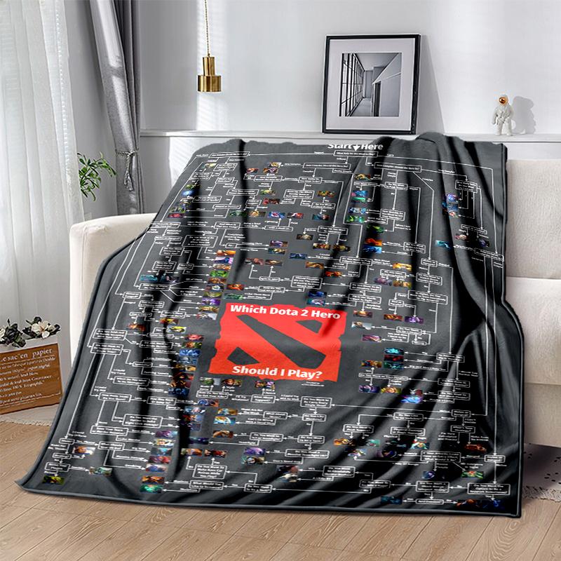 Dota 2 Flannel Blanket Soft Warm All-Season Throw, Design for Camping, Car Travel, Hiking Sofa, Bed, Office Perfect Gift for Parties