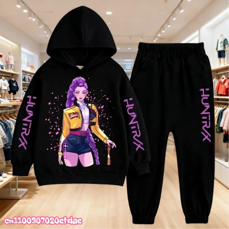 2025 Heiße Herbstmode KPop Dämonenjäger Print Kinder Set Hoodie+Hose Anzug 2-teiliges Set Kind Junge Mädchen Kleidung Lässiger Trainingsanzug
