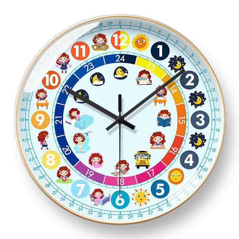 Kids' Educational Cartoon Wall Clock for Learning Time - Silent Clock for Children's Bedroom and School
