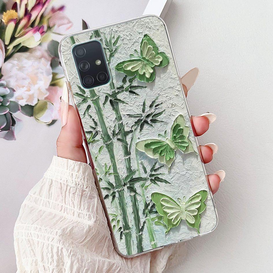 For Samsung Galaxy A71 Case SM-A715F Cover Fashion Butterfly Flower Soft Clear Silicone Phone Cover For Samsung A51 A 51 5G Capa