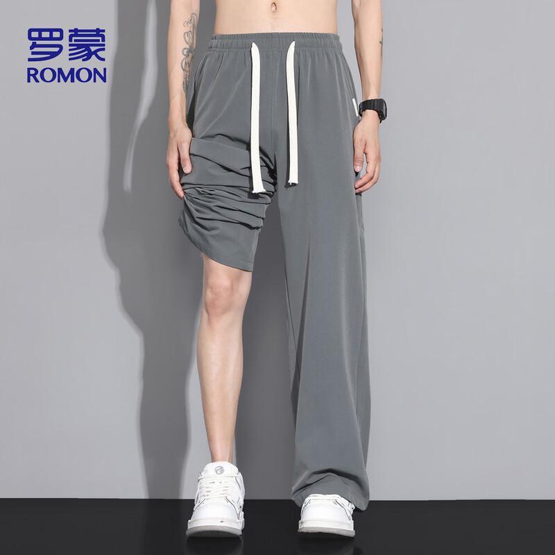 ROMON Men's Ice Silk Loose Straight Casual Pants 29092