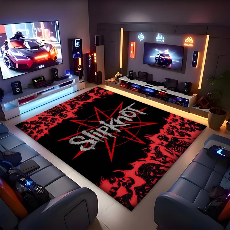 Slipknot Polyester Teppich, Weiche Indoor Matte für Bürostuhl, Wohnzimmer, Schreibtisch - Dekoratives Home Office Teppich Design