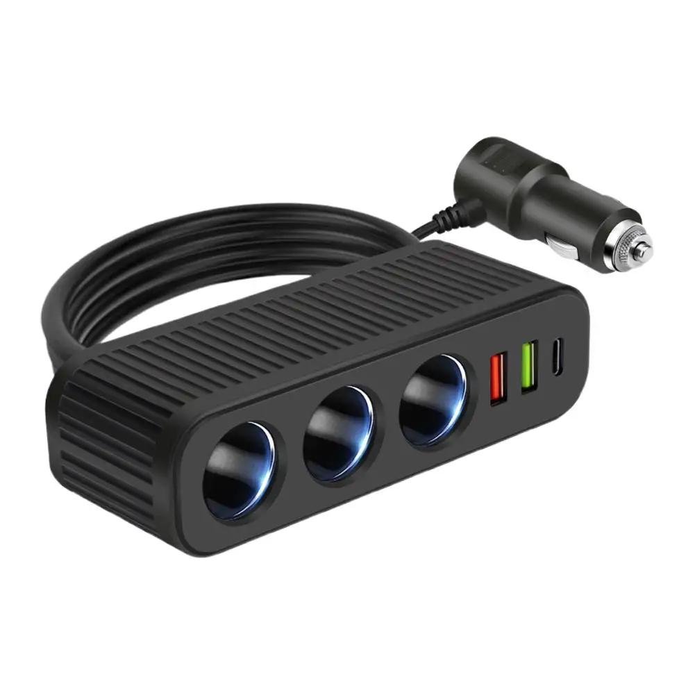 

PD QC3.0 Двойной USB-разъем 120 Вт, автомобильный прикуриватель, разветвитель 12 В 24 В, адаптер питания для телефона, автомобильный видеорегистратор, видеорегистратор K3J1 чёрный
