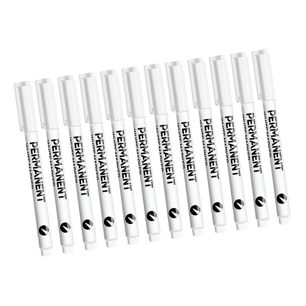 1/12Pcs White Permanent Marker Pen White Paint Pen For Painting on Wood Ceramic Glass Metal Canvas Leather Rock Stone