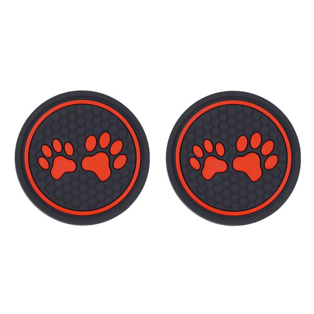 2Pcs Non-slip Car Water Cup Pad Cat Paw Footprint Rubber Mat for Bottle Holder Coaster Auto Interior Anti-skid Cup Holders