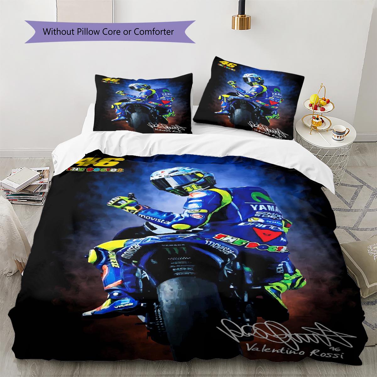 

Vr46 Motorcycle Pattern Bedding Quilt Set Quilt Cover Pillowcase Home Decoration Gift (1 * duvet cover + 2 * pillowcase, without core) 135x200cm