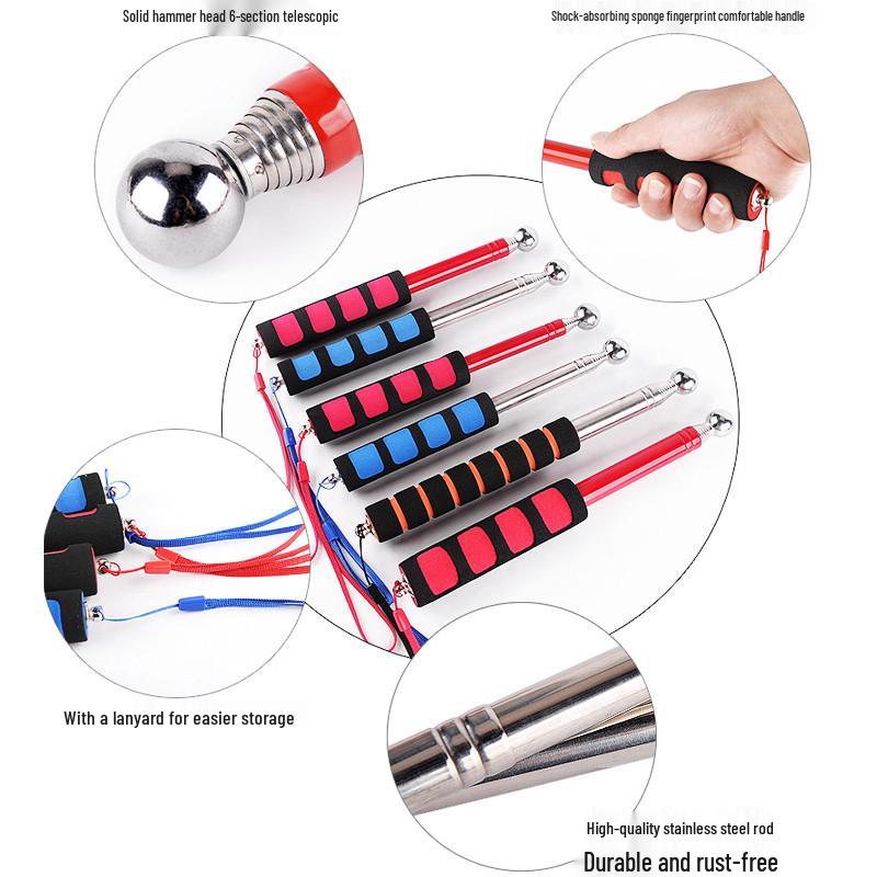 Telescopic Sound Hammer Tile Inspection Tool with Double Slot (98cm/115cm/128cm)