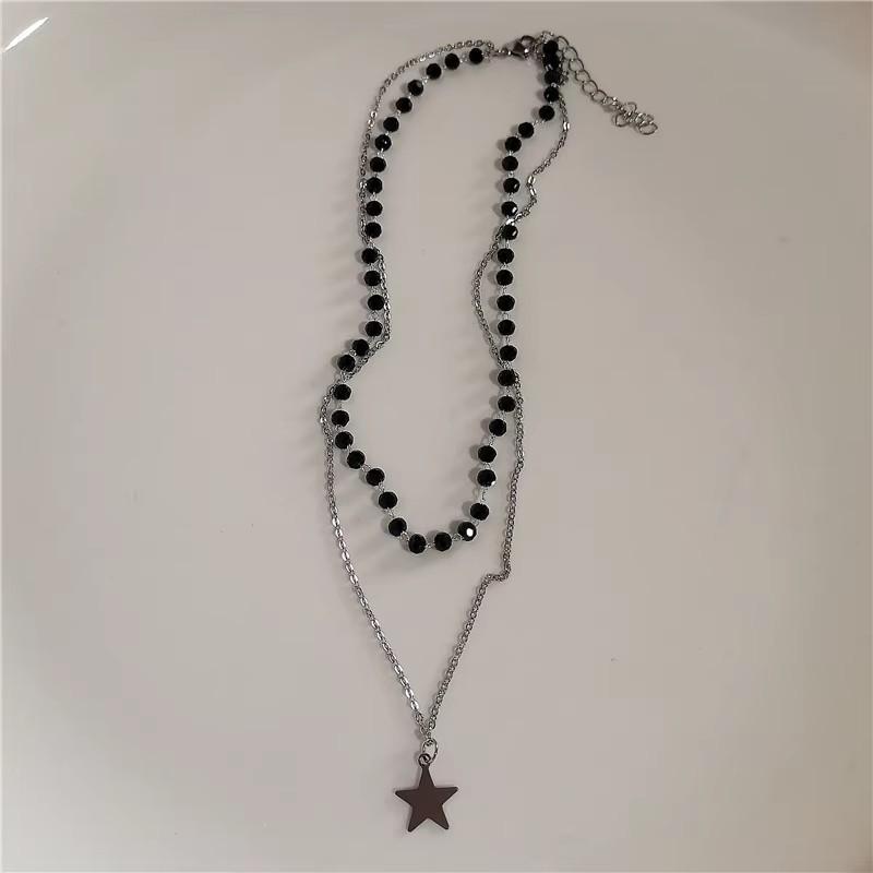 Kpop Fashion Star Pentagram Pendant Y2K Beaded Choker Necklace For Women Men Aesthetic Jewelry Punk Hip Hop Grunge Accessories