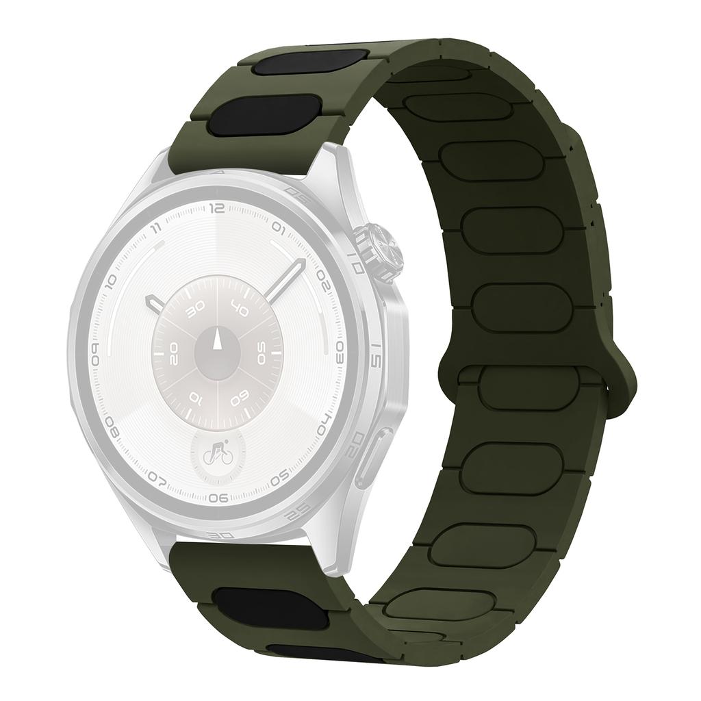 22mm Oval Design Magnetic Strap for Huawei Watch GT 6 Pro 46mm/Oppo Watch X/X2/4 Pro Silicone Watch Band Dual Color