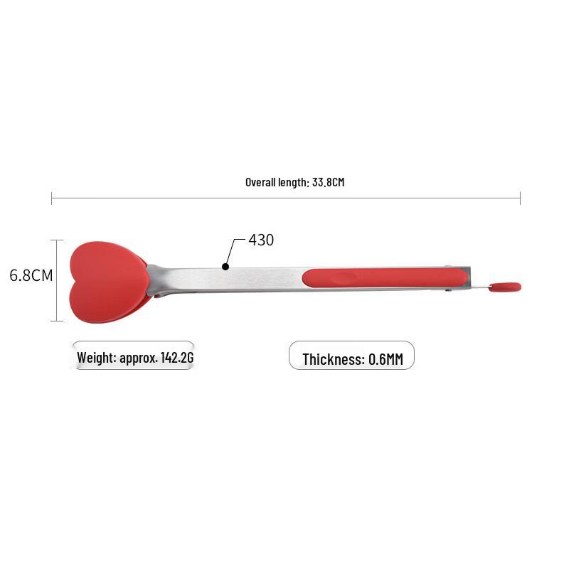Wutuo 9-inch Heart-shaped Silicone Food Tongs (2-Pack)