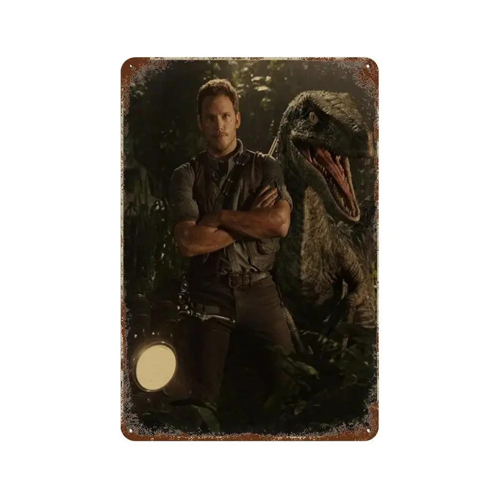 Jurassic Park Dinosaur Science Fiction Movie Sign Decor Metal Plate Poster Vintage Tin Sign Garage Man Cave Plaque Decoration
