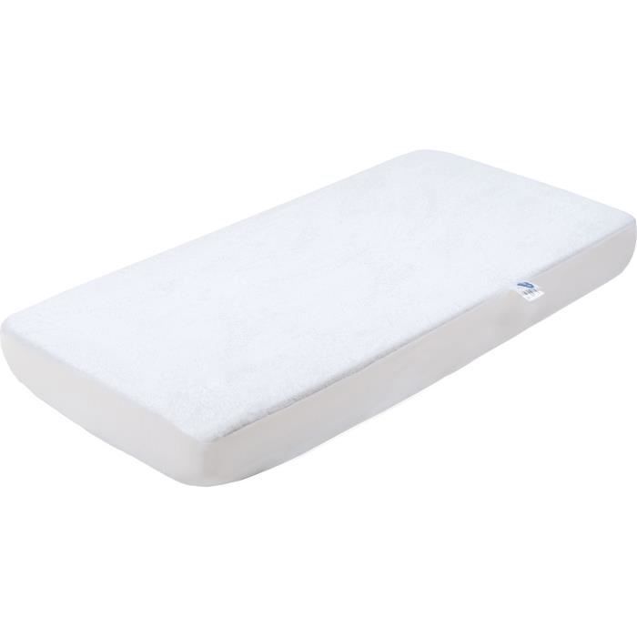 Protège matelas bébé imperméable éponge Bamboo sans traitement 60x120 cm - Blanc - P'tit Lit