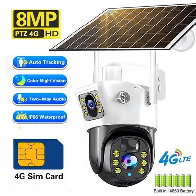 LS VISION 4G Kamera Mit 4G-SIM Karte Solar Panel 8MP 4K Outdoor Wireless PTZ PIR Menschen Erkennung CCTV IP Camaras v380 Sicherheit Schutz