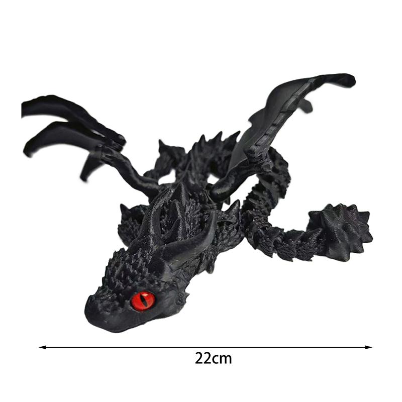 3D-gedruckte geflügelte Kutsche Drachenfigur mit zufälligen Augen Art Deco Harz Drachenskulptur Tischplatte Tierisches Thema Dekorationen