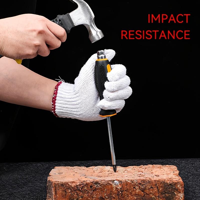 6/8-Inch Non Slip Hammer Type Magnetic Screwdriver Tool Set with Soft Handle Flat Head Screwdriver, suitable for Home Repair