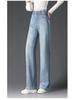 2025 Spring Women's High Waist Light Denim Wide-Leg Pants - Slimming, Loose Fit, and Versatile
