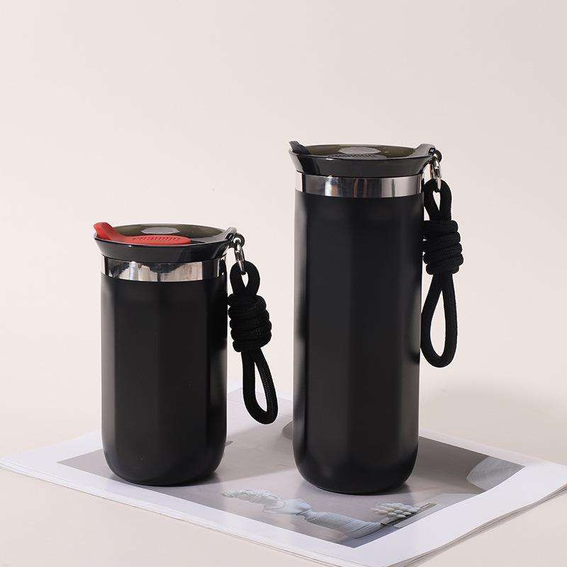 304 Stainless Steel Vacuum-Insulated Travel Coffee Cup with Lanyard for Hot and Cold Drinks