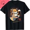 Kawaii Shiba Inu Eating RaUnisex Dog Lover Gift TShirt Cotton Unisex Summer Streetwear Tops Streetwear Couple Camiseta Hombre