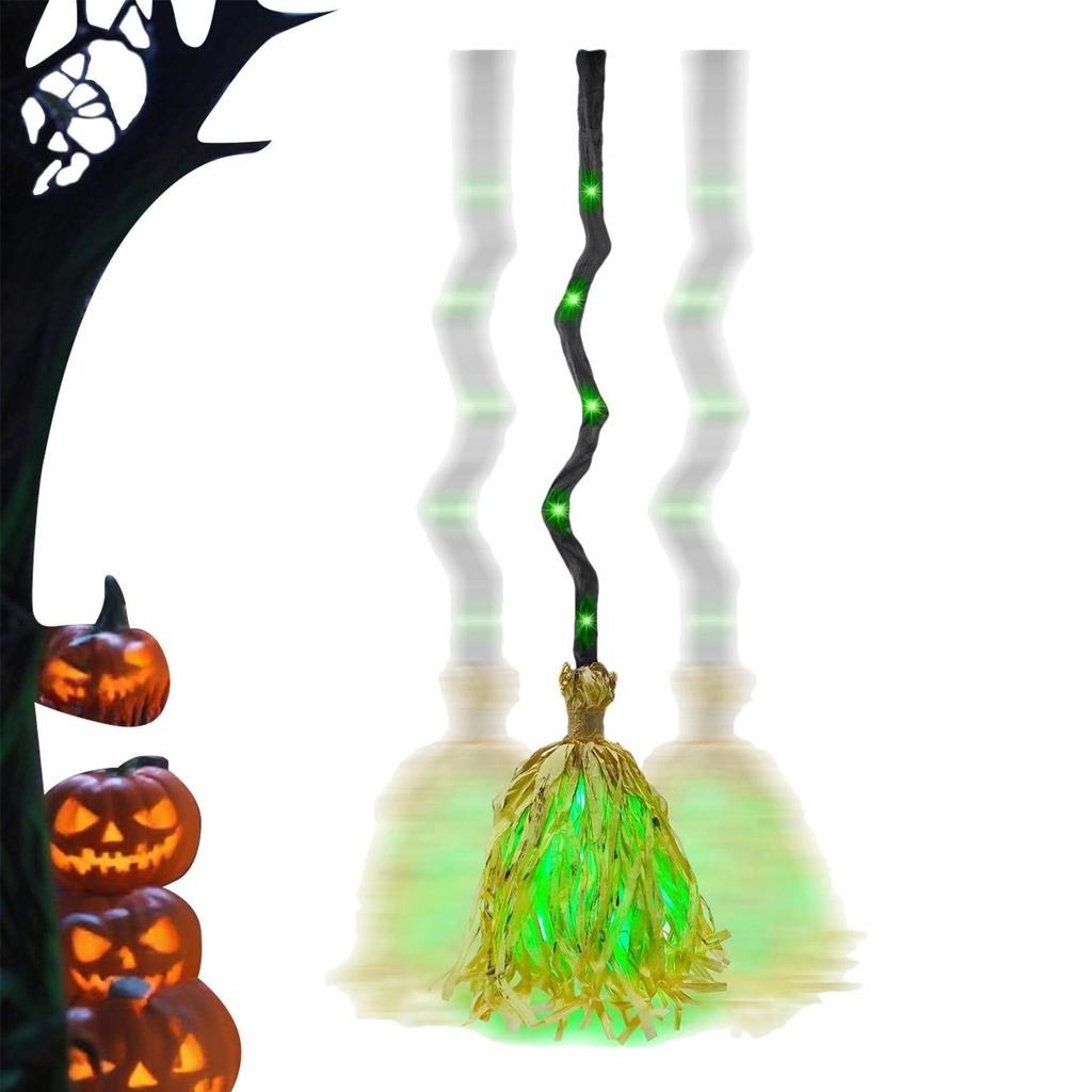 35inch Witch Brooms Green Led Halloween Broom With Sound Lighted Prop Supplies Spooky Decorations Party Decoration,Photo Props