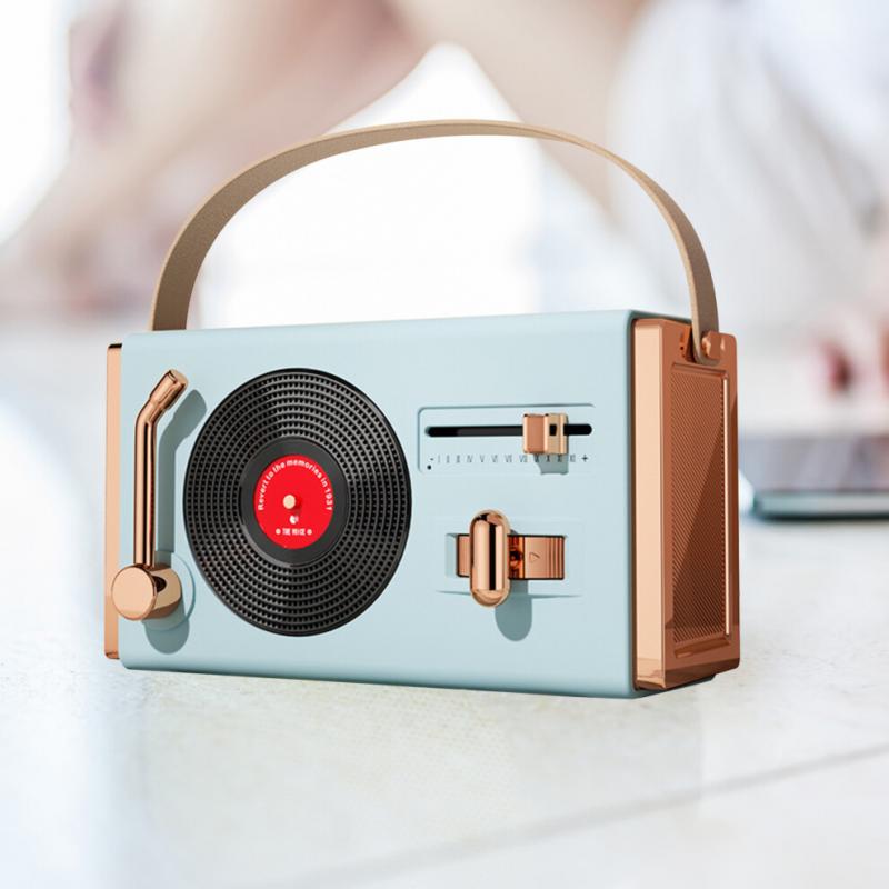 Tragbarer Retro-Bluetooth-Lautsprecher, Hohe Klangqualität, Blau, ABS