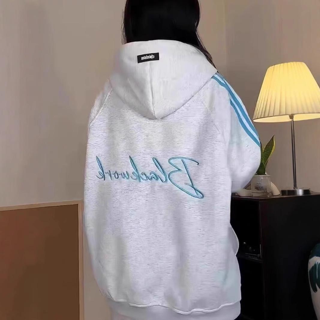 

Women s 2024 Autumn/Winter Three-Stripe Embroidered Hooded Sweatshirt L