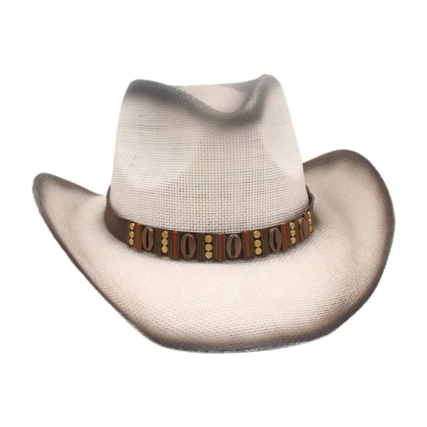 

Spring And Summer Beach Ethnic Style Straw Hat Men And Women Spray Paint Western Cowboy Hat Wholesale Top Hat One-size-fits-all straw hat (hard straw hat)