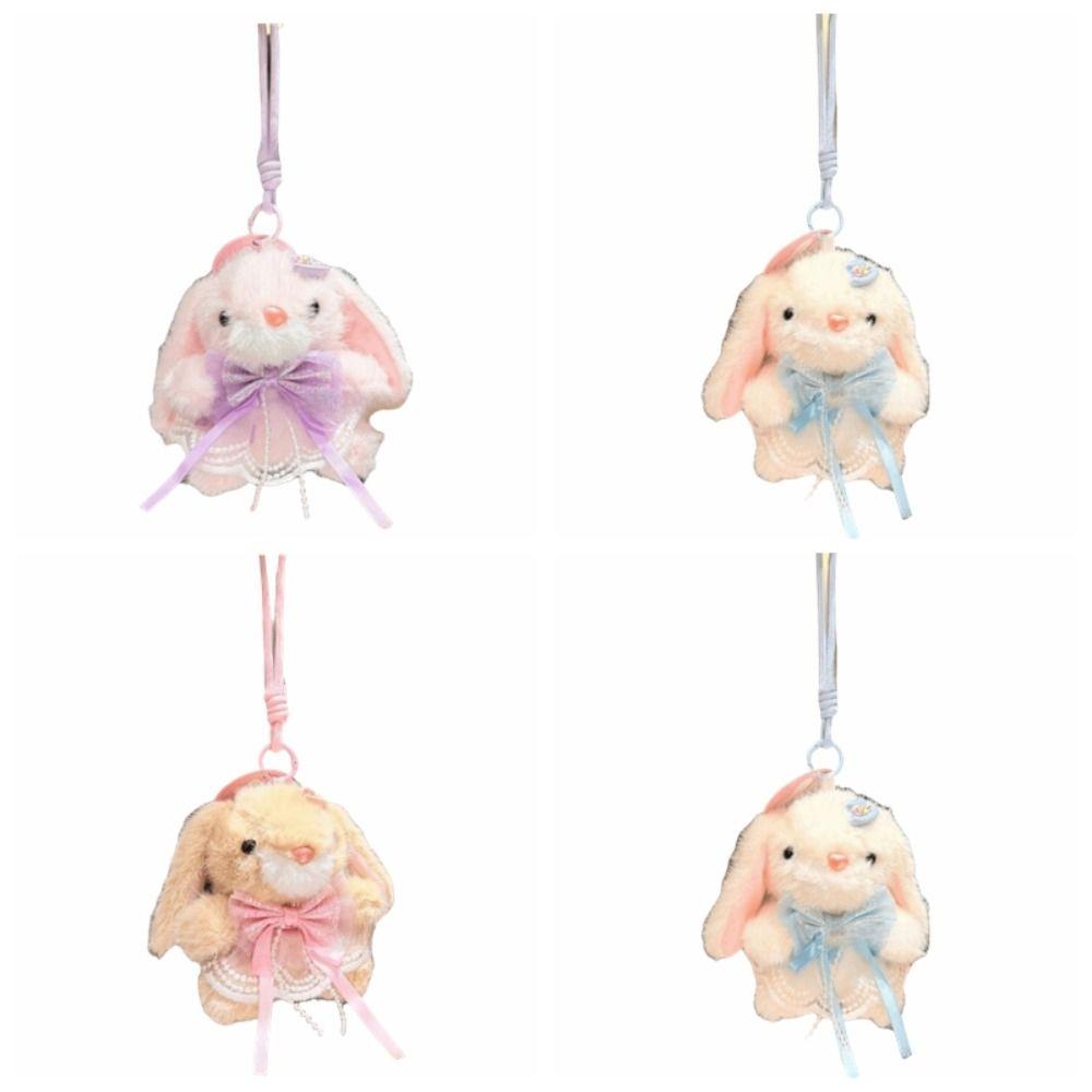 Kawaii Rabbit Plush Keychain Bag Hanging Rabbit Plush Toy Delicate Car Key Ring Keychain Pendant