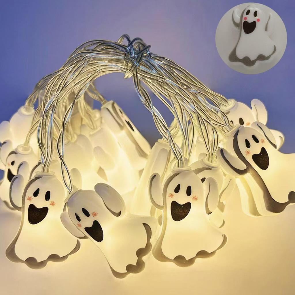Halloween LED Decorative Lights: Ghost, Spider Web, Skull & Pumpkin String for Witchy Atmosphere